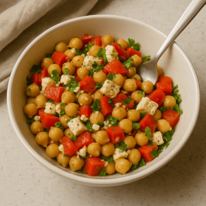 Chickpea Salad with Feta and Roasted Peppers