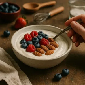 Greek Yogurt Protein Bowl with Almonds and Berries